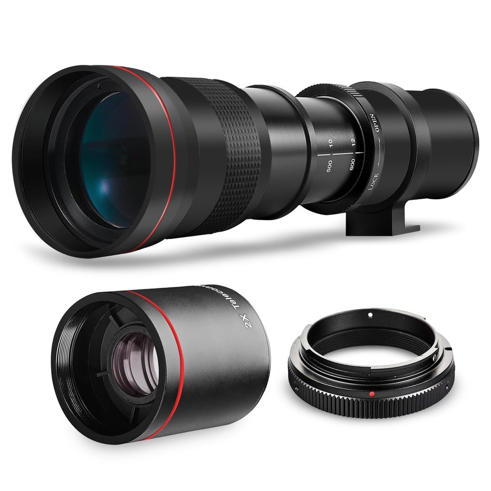 High-Power 420-1600mm f/8.3 HD Manual Telephoto Zoom Lens for Canon T1i T2i T3 T3i T4 T4i T5 T5i T6 T6i T6s T7 T7i T7s T8i EOS 1D 5D 6D 7D 30D 40D 50D 60D 70D 80D 90D XS XSI SL3 SL2 SL1