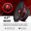 DS18 PRO-X6.4BM Loudspeaker - 6.5", Midrange, Red Aluminum Bullet, 500W Max, 250W RMS, 4 Ohms - Premium Quality Audio Door Speakers for Car or Truck Stereo Sound System (1 Speaker) view 2