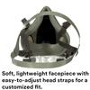 3M Half Facepiece Reusable Respirator 6200, NIOSH, Four-Point Harness, Comfortable Fit, Dual Airline Supplied Air Compatible, Bayonet Connections, Painting, Sanding, Cleaning, Medium view 2