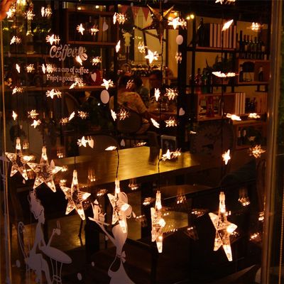ELEOPTION Outdoor Indoor String Lights Plug in Decorative Fairy LED Light with Waterproof US Plug AC 120V Star String Light for Patio Curtain Bedroom Wedding (6.6Feet with 120LEDs Stars)