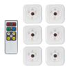Globe Electric LED Under Cabinet Slim Puck Light 6-Pack, Universal Remote Control Included, Dimmable, Push Button On/Off Switch, White Finish, 18 Batteries Included, 3000K Soft White,26044, 55 Lumen view 1