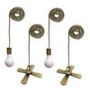 Royal Designs Celling Fan Pull Chain Beaded Ball Extension Chain with Decorative Fan and Light Bulb, Antique Brass, Set of 4 view 1
