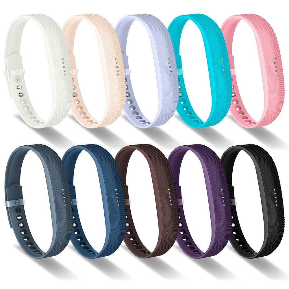 Greeninsync Bands for Flex 2, Replacement for Flex 2 Silicone Sport Wristbands Strap Small with Metal Clasps and Fasteners for Flex 2 Fitness Smart Watch Women Girls 10Pack