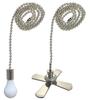 Royal Designs Celling Fan Pull Chain Beaded Ball Extension Chain with Decorative Fan and Light Bulb, Nickel Plated, Set of 2 view 1