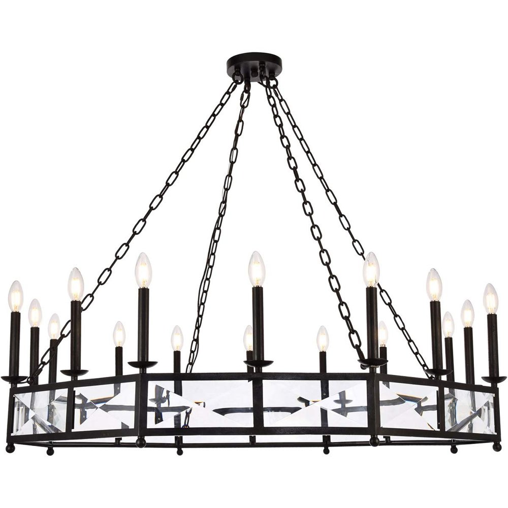 Elegant Lighting Exeter 12 Light Vintage Bronze Chandelier Clear Royal Cut Crystal