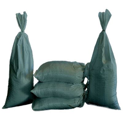 Sand Bags - Empty Woven Polypropylene Sandbags with BUILT-IN TIES, UV Protection; Size: 14" x 26", Qty of 100 (Green)