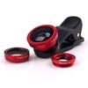 Livestream - Universal Clip 3 in 1 Cell Phone Camera Lens Kit - Fish Eye Lens / 2 in 1 Macro Lens & Wide Angle Lens. Get Enhanced View While Live Streaming. (Red) view 1