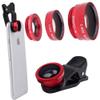 Livestream - Universal Clip 3 in 1 Cell Phone Camera Lens Kit - Fish Eye Lens / 2 in 1 Macro Lens & Wide Angle Lens. Get Enhanced View While Live Streaming. (Red) view 2