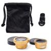 Livestream - Universal Clip 3 in 1 Cell Phone Camera Lens Kit - Fish Eye Lens / 2 in 1 Macro Lens & Wide Angle Lens. Get Enhanced View While Live Streaming. (Gold) view 2