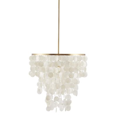 Urban Habitat Isla Capiz Chandeliers Coastal Modern with White Shell Shade Dimmable Ceiling Lamp for Dining Room, Living Room Lighting Fixtures Hanging