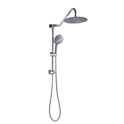 Sarlai Shower Head with Handheld Combo - Dual Rainfall Shower Head,Stainless Steel 10 Inch Heads, 5-setting Handheld Sprayer with Plastic Drill-Free Adjustable Slide Bar and Hose, Chrome Finish