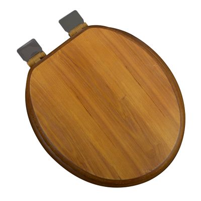 Bath Dcor 5F1R1-17CH Round Light Oak Toilet Seat with Adjustable Chrome Hinge and Decorative Finish