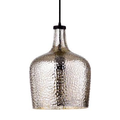 Jojospring Belinda Mouth-Blown Silver Rippled Glass Antique Black Finish Pendant Chandelier