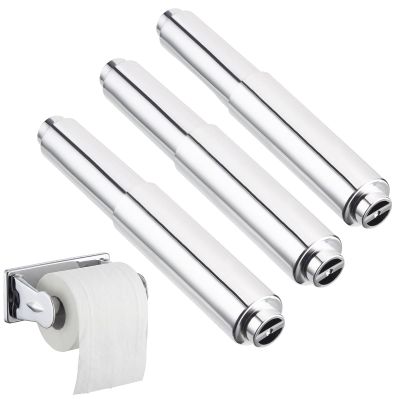 Bememo 3 Pack Toilet Paper Holder Roller Toilet Tissue Holder Replacement Plastic Spring Loaded (Chrome Big End)