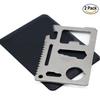 MANION Outdoorsman 11 in 1 Stainless Steel Credit Card Survival Tools Multipurpose Silver Beer Bottle Opener Portable Wallet Pocket Size Multi tool (2-Pack) view 1