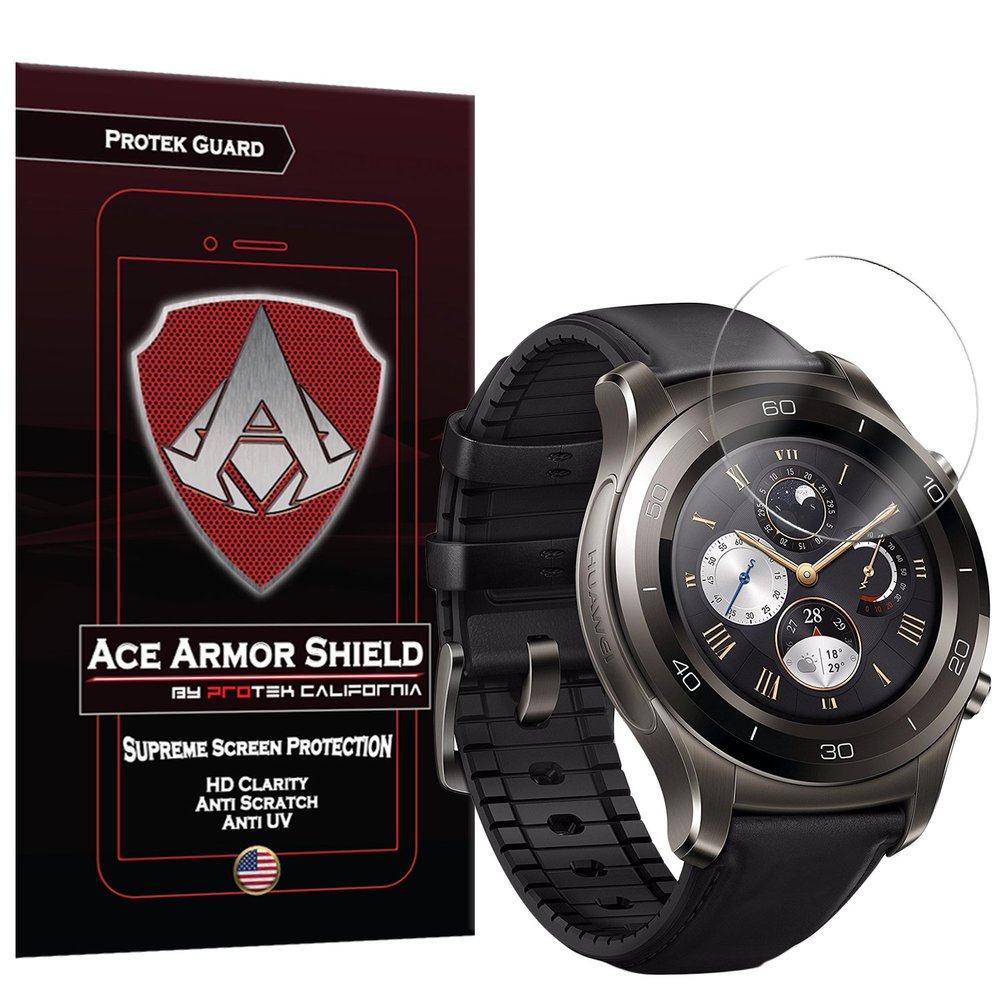 Ace Armor Shield Protek Guard (2 Pack) Screen Protector for The Huawei Watch 2 Porsche Design with Free Lifetime Replacement Warranty