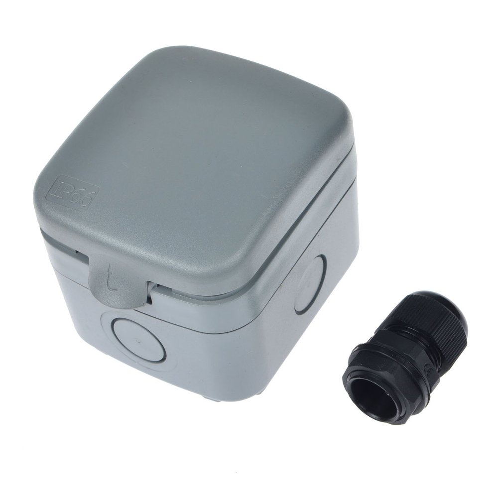 13A Fused Protection Switch,Nineleaf 1 Pack Waterproof Junction Box IP66 Rated Weatherproof 13A Fused Protection Unit Include Cable Gland, IP66 Suitable for Outdoor Use
