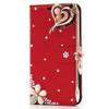 STENES Bling Phone Case Compatible with iPhone 6 Plus Case - Luxurious 3D Handmade Sparkle Rhinestone PU Leather Credit Holder Flip Cover Wallet - Flowers Heart Pendant/Red view 1