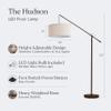 Brightech Hudson 2 - LED Floor lamp, Tall Lamp with Sturdy Base, Contemporary Arc Lamp for Living Rooms & Offices, Great Living Room Dcor, Mid Century Modern Light for Bedroom - Rubbed Bronze view 3