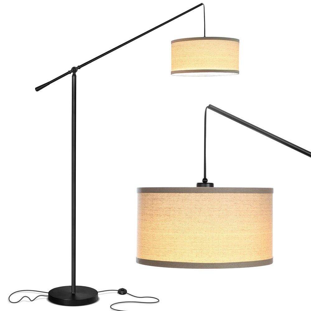 Brightech Hudson 2 - LED Floor lamp, Tall Lamp with Sturdy Base, Contemporary Arc Lamp for Living Rooms & Offices, Great Living Room Dcor, Mid Century Modern for Bedroom - Jet Black