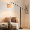 Brightech Hudson 2 - LED Floor lamp, Tall Lamp with Sturdy Base, Contemporary Arc Lamp for Living Rooms & Offices, Great Living Room Dcor, Mid Century Modern for Bedroom - Jet Black view 2