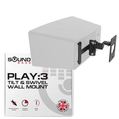 Sound Bass Wall Mount for Sonos Play:3 Only, Black, Tilt & Swivel, 1pc