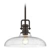 Seeded Glass Pendant Light Bronze Finish 14-Inch Wide view 1