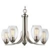 Satin Nickel Chandelier with Clear Oblong Glass and 5-Lights view 1
