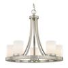 Satin Nickel Chandelier with White Art Glass 5- Light view 1