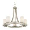 Satin Nickel Chandelier with White Art Glass 5- Light view 2