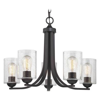 Seeded Glass Chandelier Bronze 5 Lt