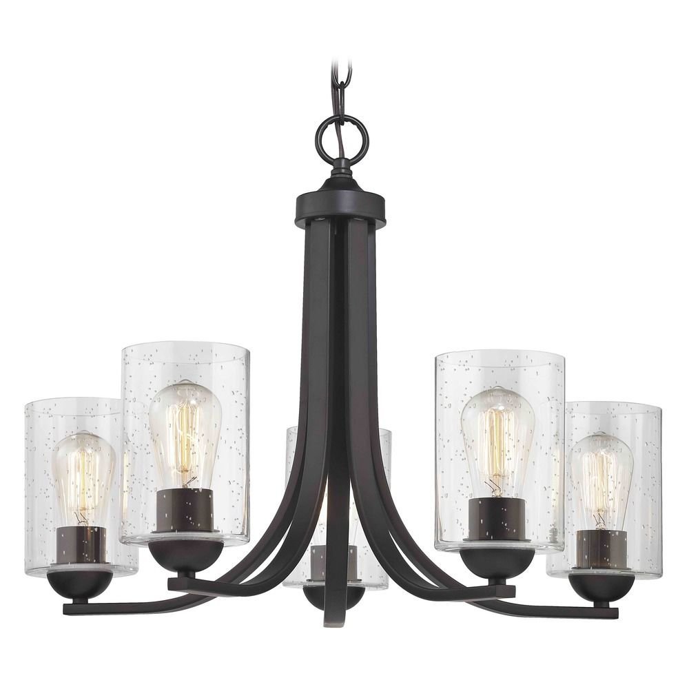 Seeded Glass Chandelier Bronze 5 Lt