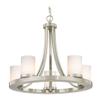 Satin Nickel Chandelier with Gloss White Glass 5-Light view 2