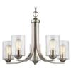 Satin Nickel Chandelier with Clear Cylinder Glass and 5-Lights view 1