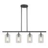 Industrial Seeded Glass Linear Pendant Light Black 4 Lt view 2