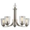 Satin Nickel Chandelier with Clear Cone Glass and 5-Lights view 1