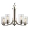 Seeded Glass Chandelier Satin Nickel 5 Lt view 1