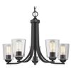 5-Light Chandelier with Clear Cylinder Glass in Bronze view 1