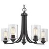 Bronze Chandelier with Clear Cylinder Glass and 5-Lights view 1