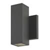 LED Black Outside Wall Light Square Cylinder Up/Down 2700K view 2