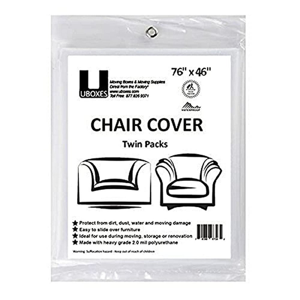 Uboxes (72x46) Chair Covers 2 MIL Heavy Duty Polyethylene to Protect Items from Dust Dirt and Spills, Clear, Set of 2