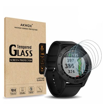 AKWOX (Pack of 4) Tempered Glass Screen Protector for Garmin Approach S60, [0.3mm 2.5D High Definition 9H] Premium Clear Screen Protective Film for Garmin Approach S60