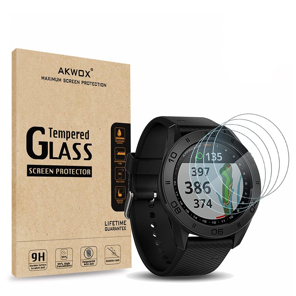 AKWOX (Pack of 4) Tempered Glass Screen Protector for Garmin Approach S60, [0.3mm 2.5D High Definition 9H] Premium Clear Screen Protective Film for Garmin Approach S60