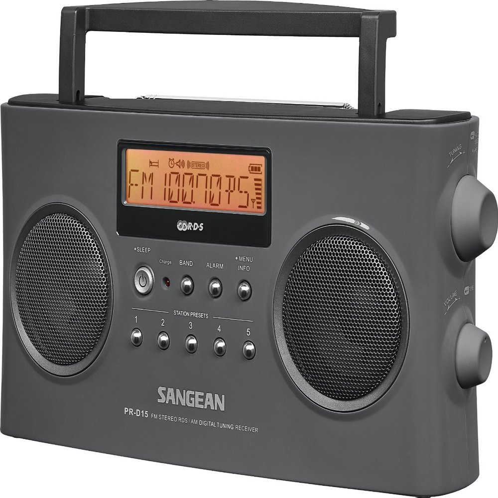 Sangean All in One Compact Portable Digital AM/FM Radio with Built-in Speaker Plus 6ft Aux Cable to Connect Any iPod, iPhone or Mp3 Digital Audio Player