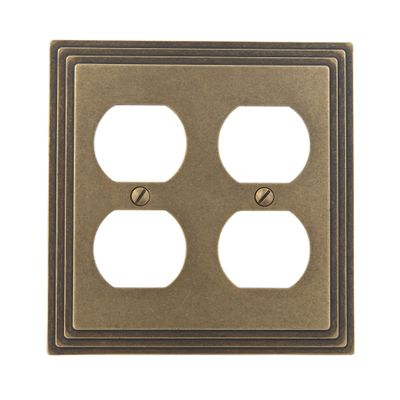 AMERELLE 84DDRB Amerelle Steps Double Duplex Cast Metal Wallplate in Rustic Brass