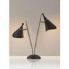 Adesso Desk Lamp with Brushed Steel Base and Black Lampshades  Two Light, Adjustable Brightness Bedroom, Home Office Lighting, or Living Room Decor, 22 x 7 view 2