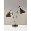 Adesso Desk Lamp with Brushed Steel Base and Black Lampshades  Two Light, Adjustable Brightness Bedroom, Home Office Lighting, or Living Room Decor, 22 x 7 view 3