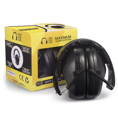 Pro For Sho 34dB NRR Ear Protection, Noise Reduction Ear Muffs - Black