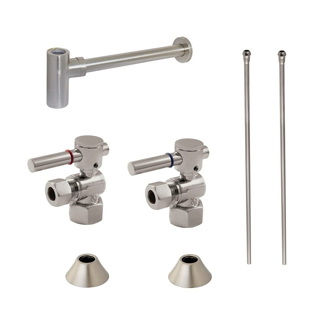 Kingston Brass CC43108DLLKB30 Trimscape Modern Plumbing Sink Trim Kit with Bottle Trap in Brushed Nickel