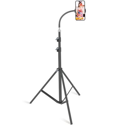 HAITENT Floor Tripod Stand, 7.2 Feet Retractable Adjustable Gooseneck Tall Tripod for iPhone 12 Pro Max, iPhone 11 Pro Max, iPhone Xs Max, with Smart Phone Holder Clamp